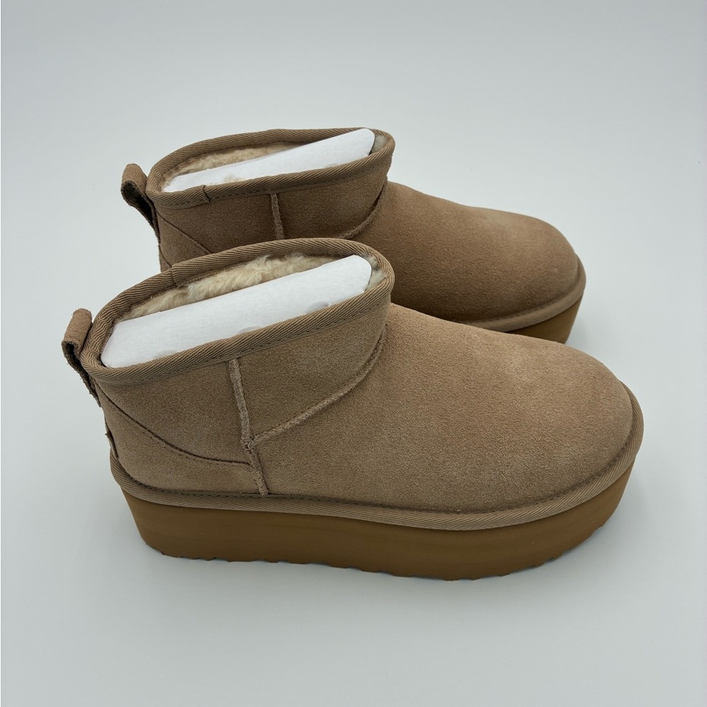 UGG Chestnut Suede Platform Ankle Boots